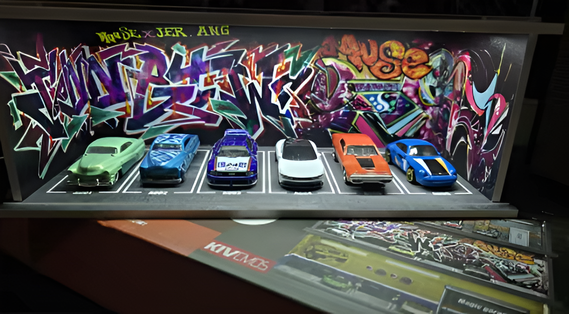 1:64 Scale Lighted Garage Diorama Display